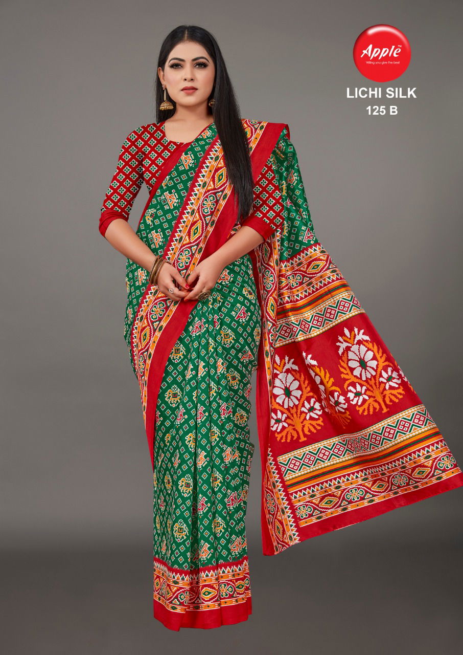 Apple Lichi Silk 125 Regular Wear Printed Latest Silk Saree Collection